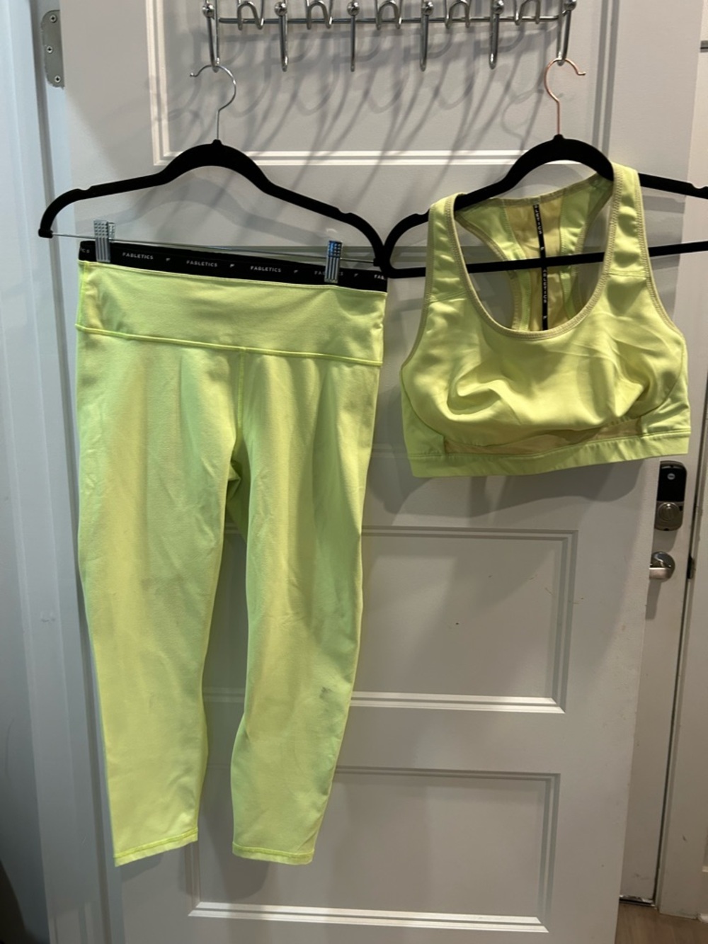 Fabletics Neon Lime Racerback Sports Bra and Cropped Leggings and - Picture 2 of 8